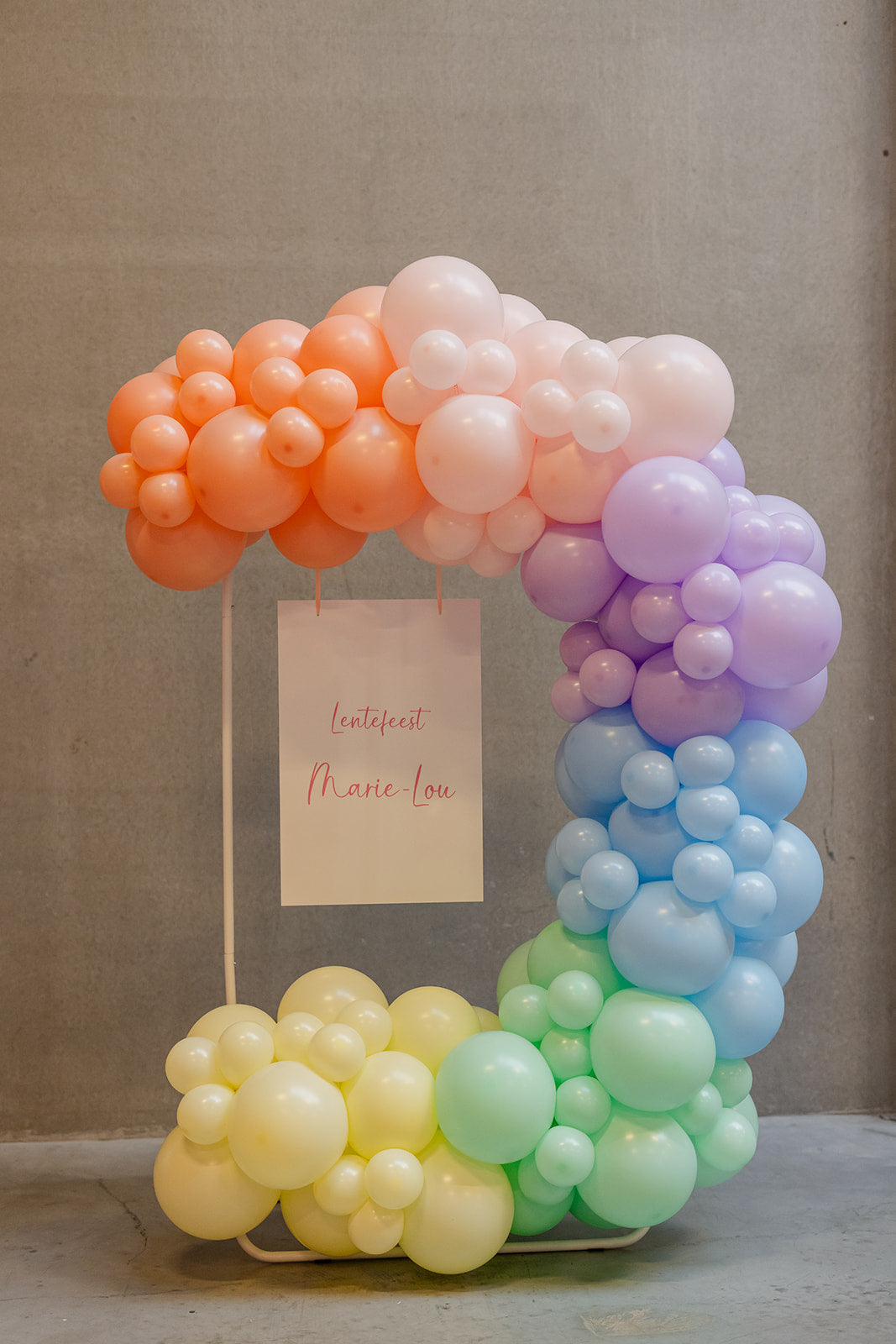 Ballonboog met statief en welkomstbord (excl droogbloemen)